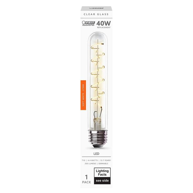 Feit Electric 40-Watt Equivalent T10 Dimmable LED Clear Glass Vintage Edison Large Light Bulb w/ Spiral Filament Soft White (12-Pack)