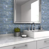 Elida Ceramica Blue 12-in x 12-in Glossy Glass Brick Mosaic Wall Tile
