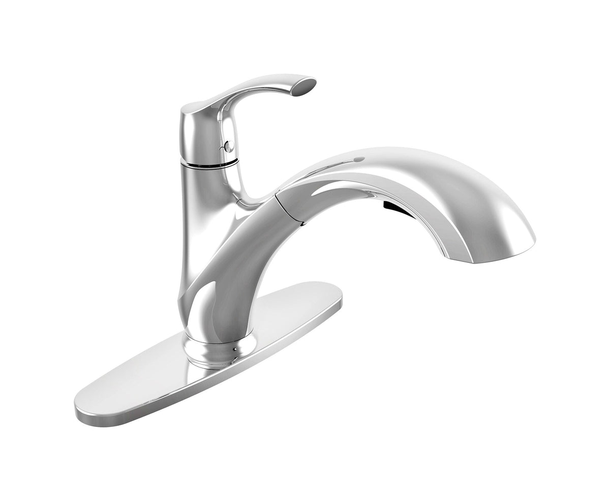 Keeney Polished Chrome 1-Handle Deck-Mount Pull-Down Kitchen Faucet with Deck Plate