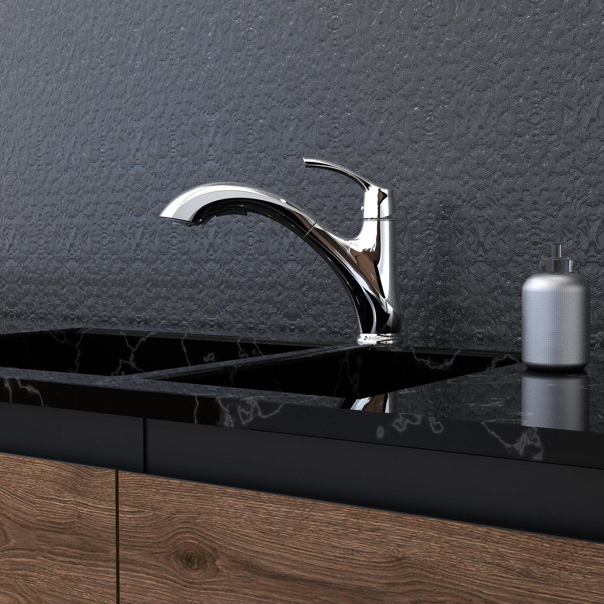 Keeney Polished Chrome 1-Handle Deck-Mount Pull-Down Kitchen Faucet with Deck Plate