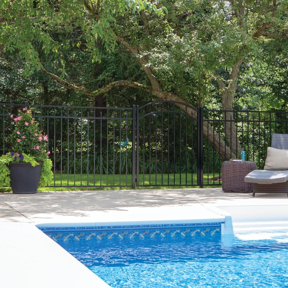 Freedom Concord 6-ft W Black Aluminum Spaced Picket Flat-top Decorative Fence Panel