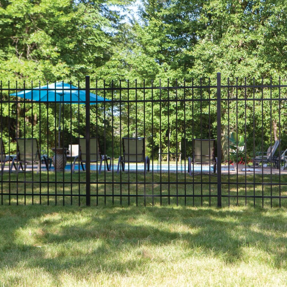 Freedom Providence 9-ft H x 2-in W Black Aluminum Spaced Picket Pressed-point Decorative Corner Fence Post