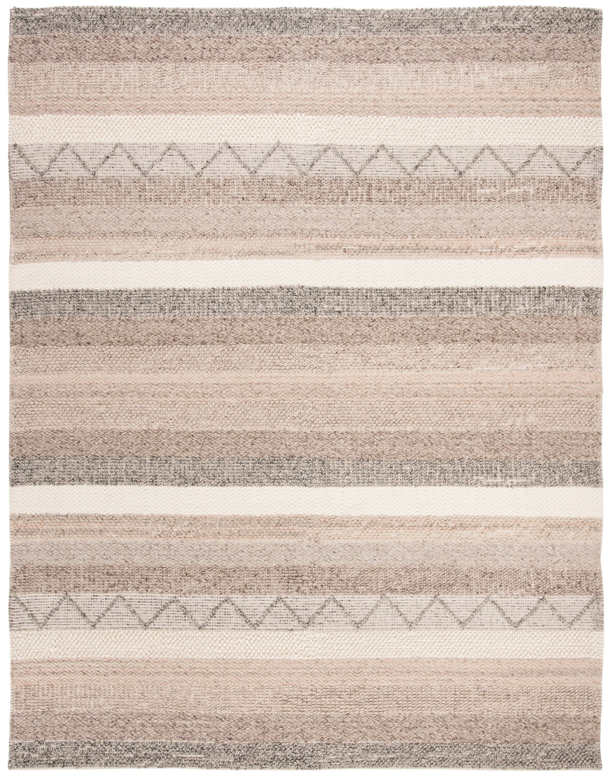 Safavieh Natura Denali 9 x 12 Beige Indoor Stripe Coastal Handcrafted Wool Area Rug
