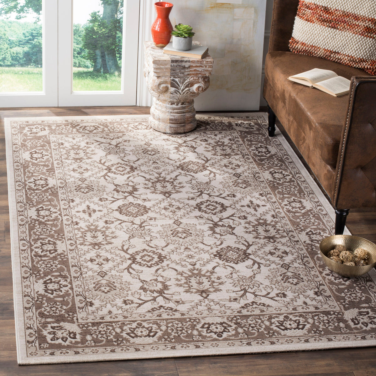 Safavieh Artisan Cunio 9 x 12 Ivory/Brown Indoor Floral/Botanical Oriental Area Rug