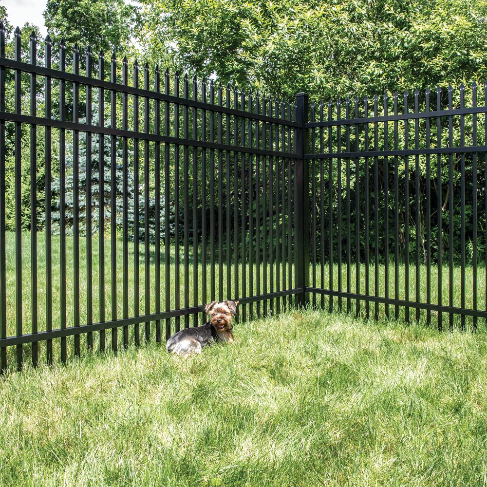 Freedom Providence 6-ft H x 2-in W Black Aluminum Spaced Picket Pressed-point Decorative Corner Fence Post