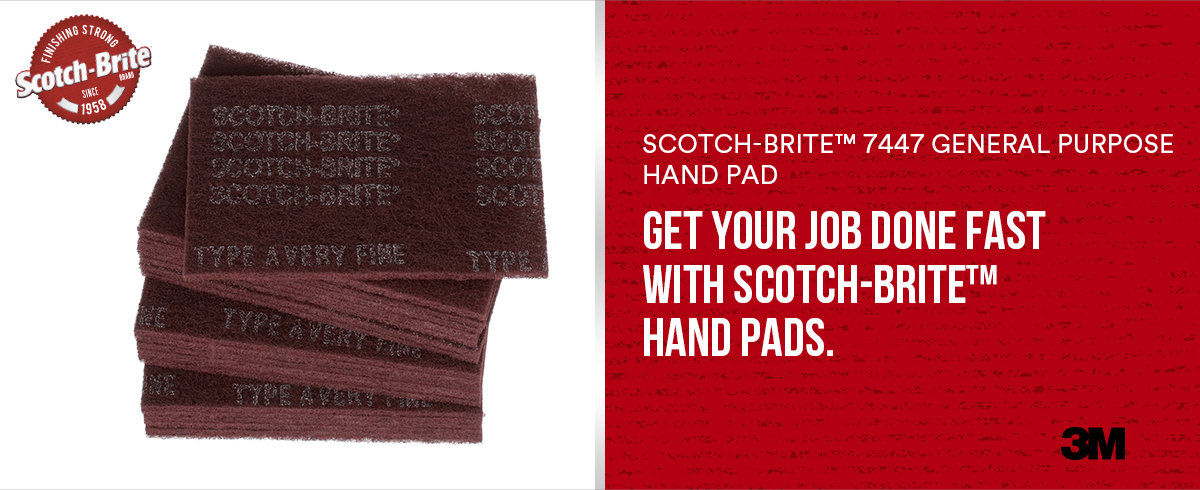 3M Scotch-Brite 7447 General Purpose Hand Pads, Very Fine, 6 in x 9 in (Pack of 5)