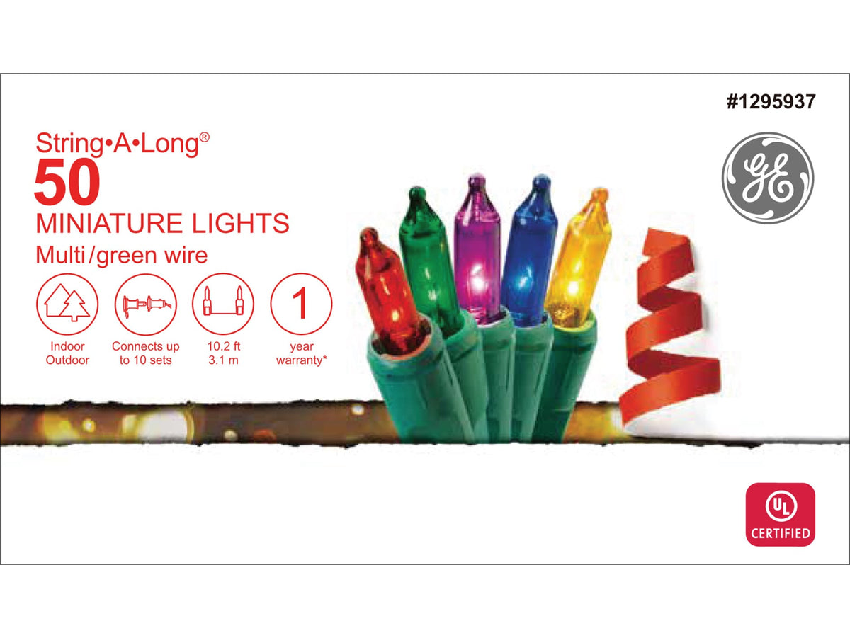 GE String-A-Long 50-Count 10.2-ft Multicolor Incandescent Plug-In Christmas String Lights