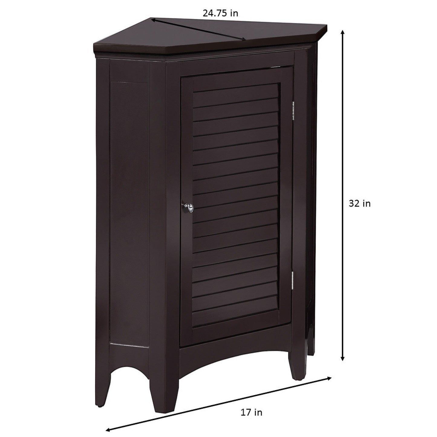 Teamson Home Glancy 17-in x 32-in x 24.75-in Dark Espresso Freestanding Corner Linen Cabinet