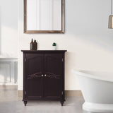 Teamson Home Versailles 27-in x 34-in x 13.5-in Dark Espresso Freestanding Linen Cabinet