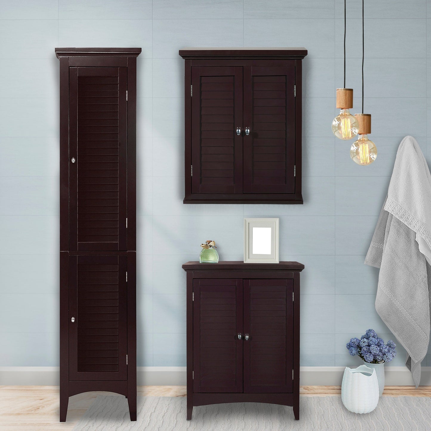 Teamson Home Glancy 15-in x 63-in x 13-in Dark Espresso Freestanding Linen Cabinet