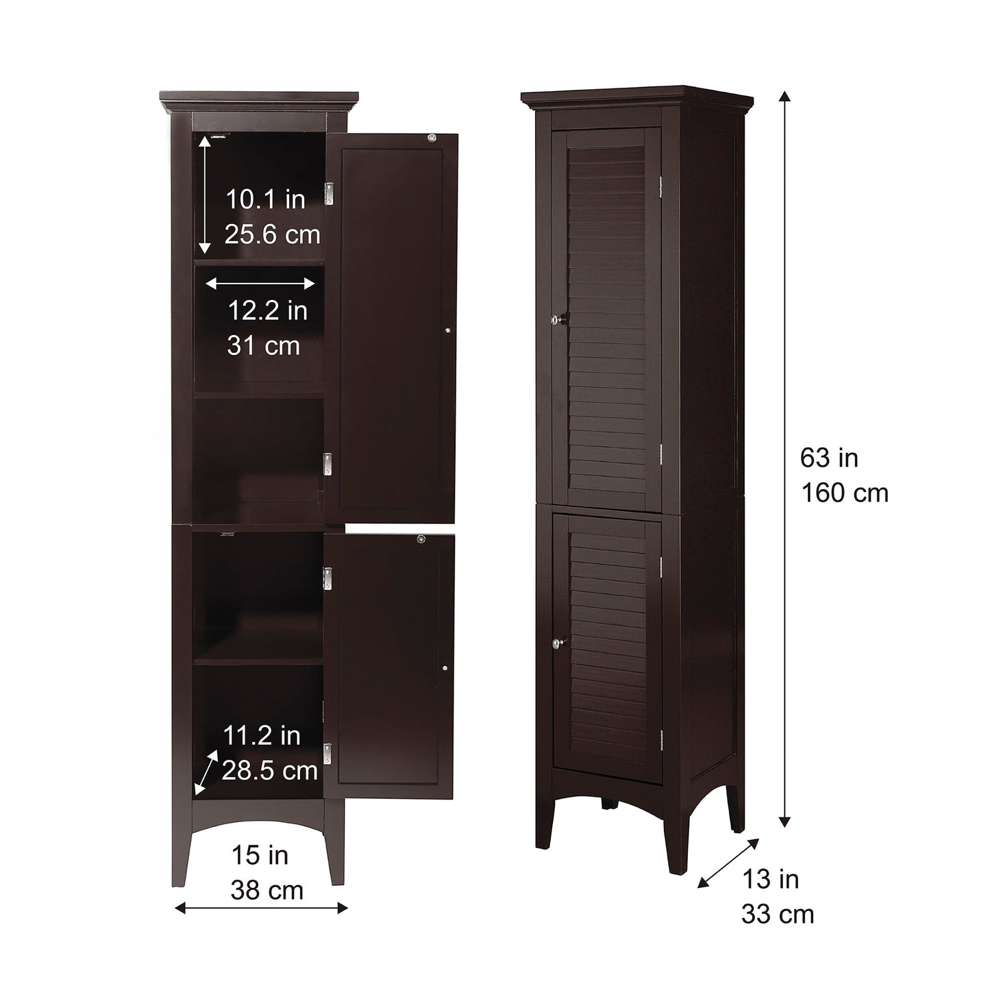 Teamson Home Glancy 15-in x 63-in x 13-in Dark Espresso Freestanding Linen Cabinet