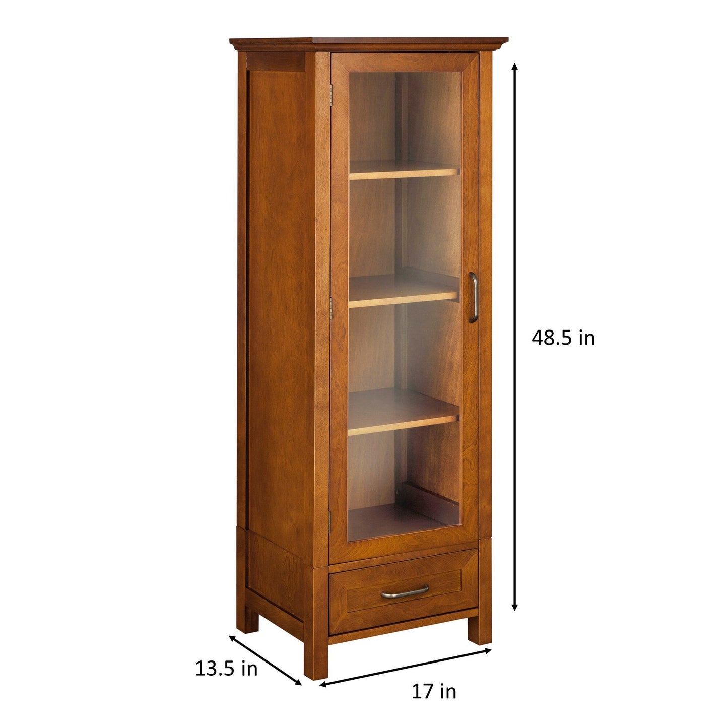 Teamson Home Avery 17-in x 48.5-in x 13.5-in Oil Oak Freestanding Linen Cabinet