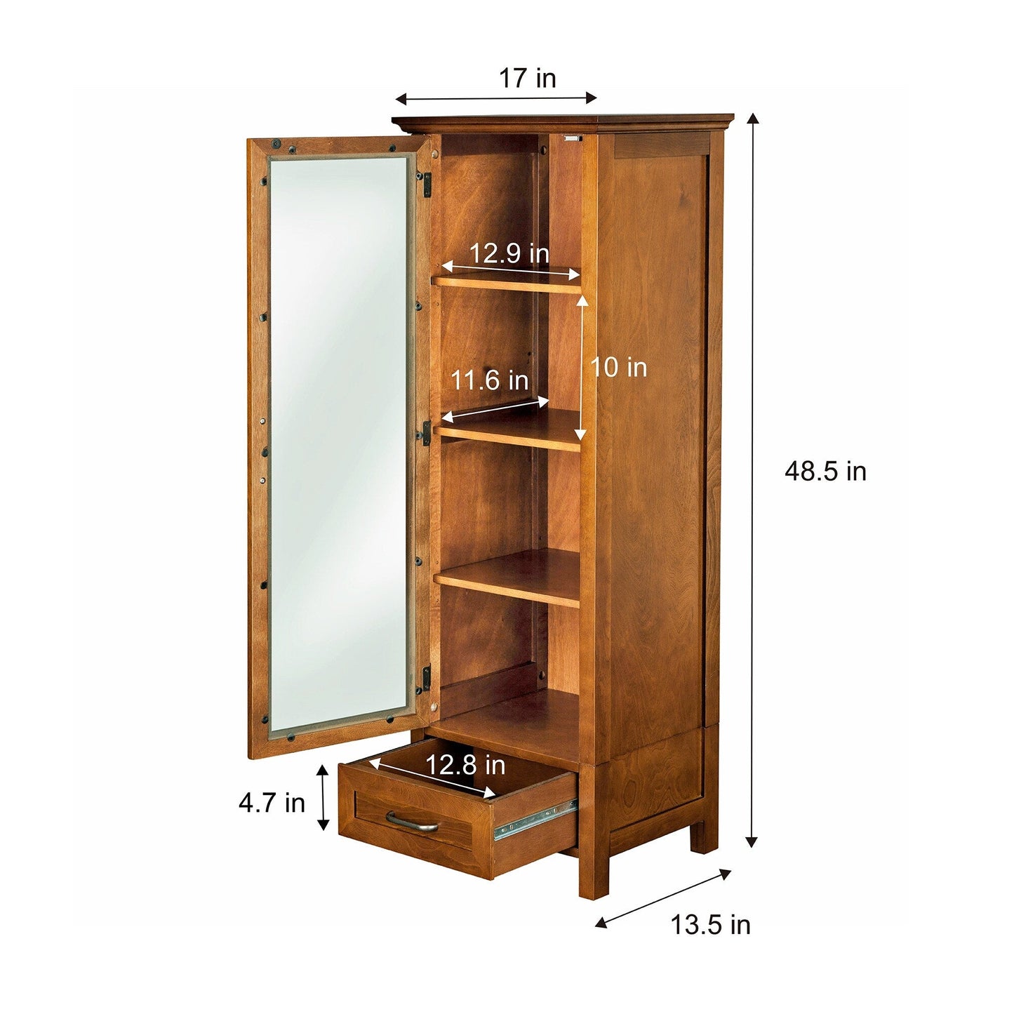 Teamson Home Avery 17-in x 48.5-in x 13.5-in Oil Oak Freestanding Linen Cabinet