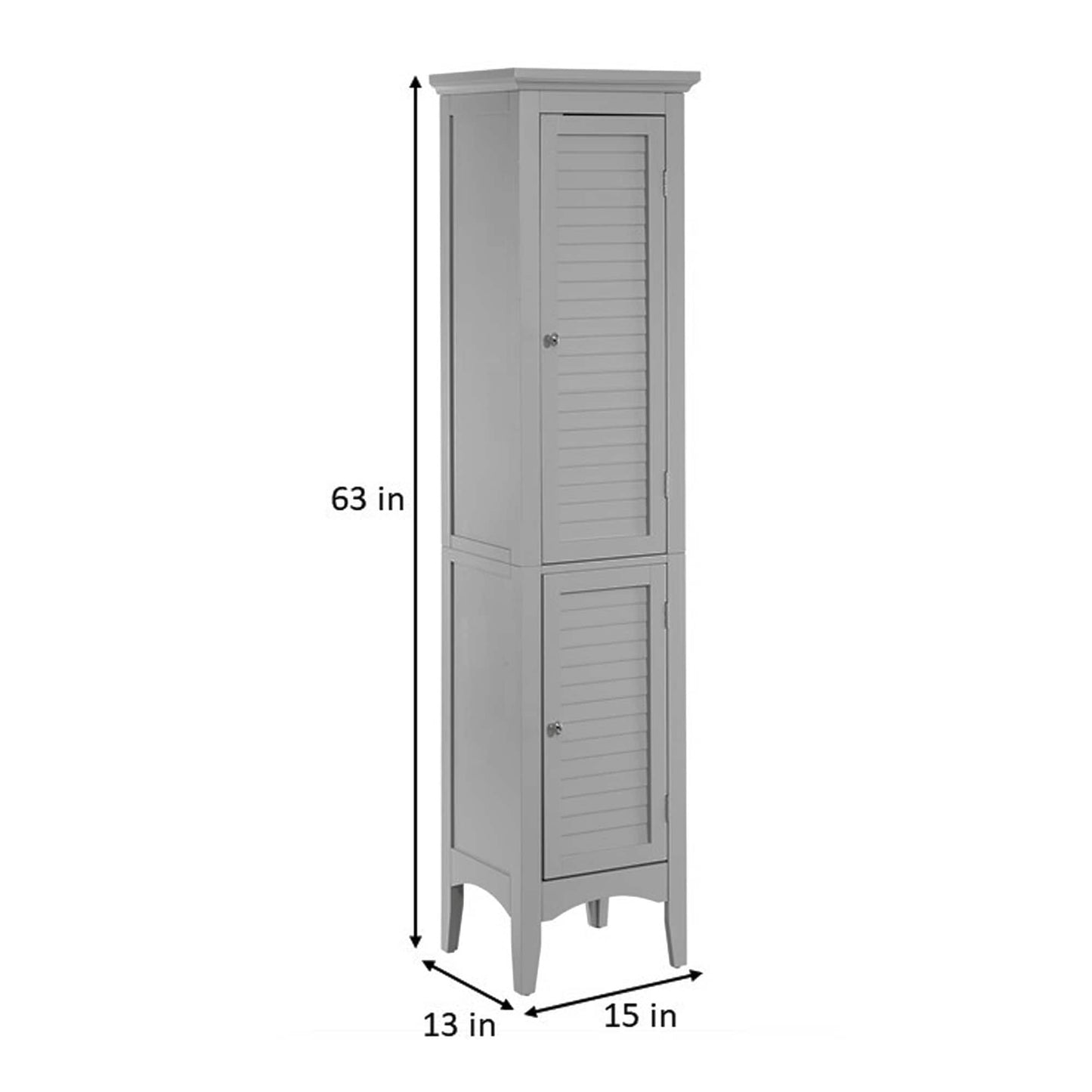 Teamson Home Glancy 15-in x 63-in x 13-in Grey Freestanding Linen Cabinet