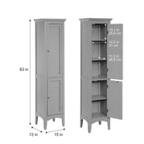 Teamson Home Glancy 15-in x 63-in x 13-in Grey Freestanding Linen Cabinet
