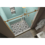 Coraline XL 56 - 60 in. x 80 in. Frameless Sliding Shower Door with StarCast Clear Glass in Brushed Gold Right Hand - Super Arbor