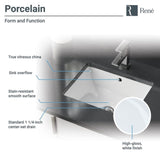 Rene 18.25 in. Undermount Bathroom Sink in White with Pop-Up Drain in Brushed Nickel
