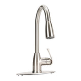 Project Source Tucker Stainless Steel 1-Handle Deck-Mount Pull-Down Kitchen Faucet with Sprayer (Deck Plate Included)
