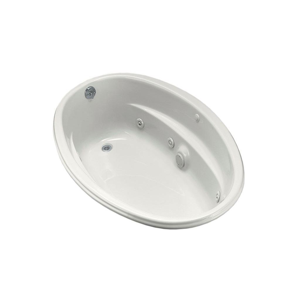 ProFlex 5 ft. Acrylic Oval Drop-in Whirlpool Bathtub in White - Super Arbor