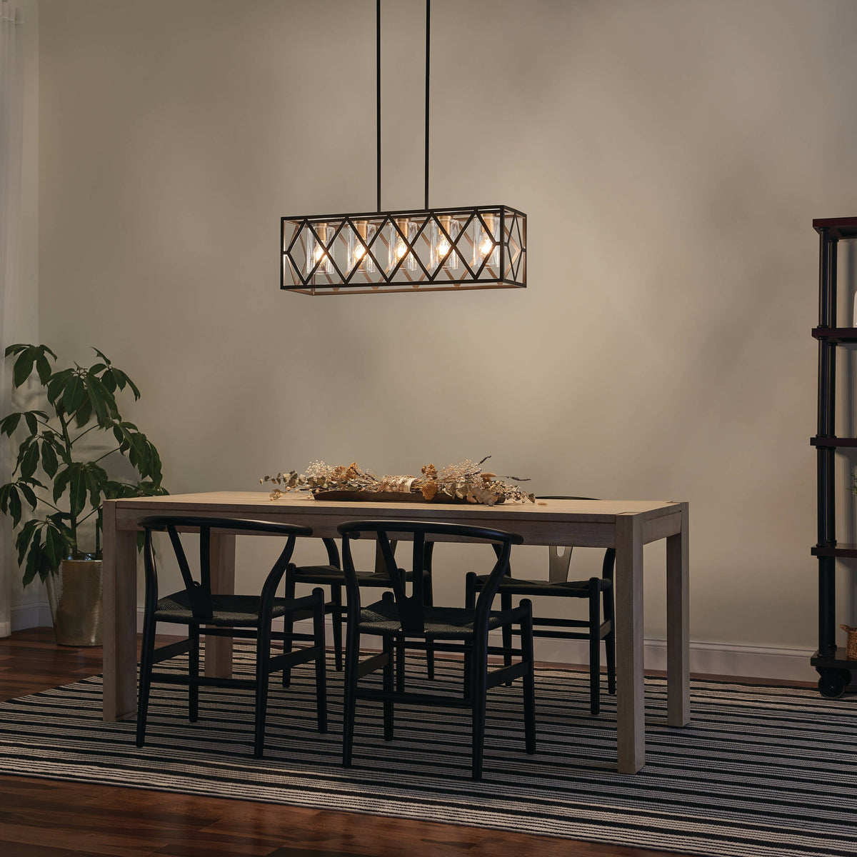 Kichler Solander 5-Light Olde Bronze Transitional Clear Glass Linear Large Hanging Kitchen Island Light