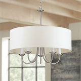 Progress Lighting Drum Shade 5-Light Brushed Nickel Transitional Chandelier