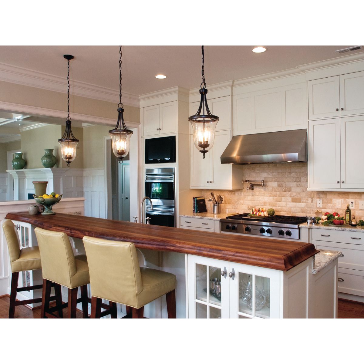 Progress Lighting Seeded 3-Light Antique Bronze Transitional Chandelier