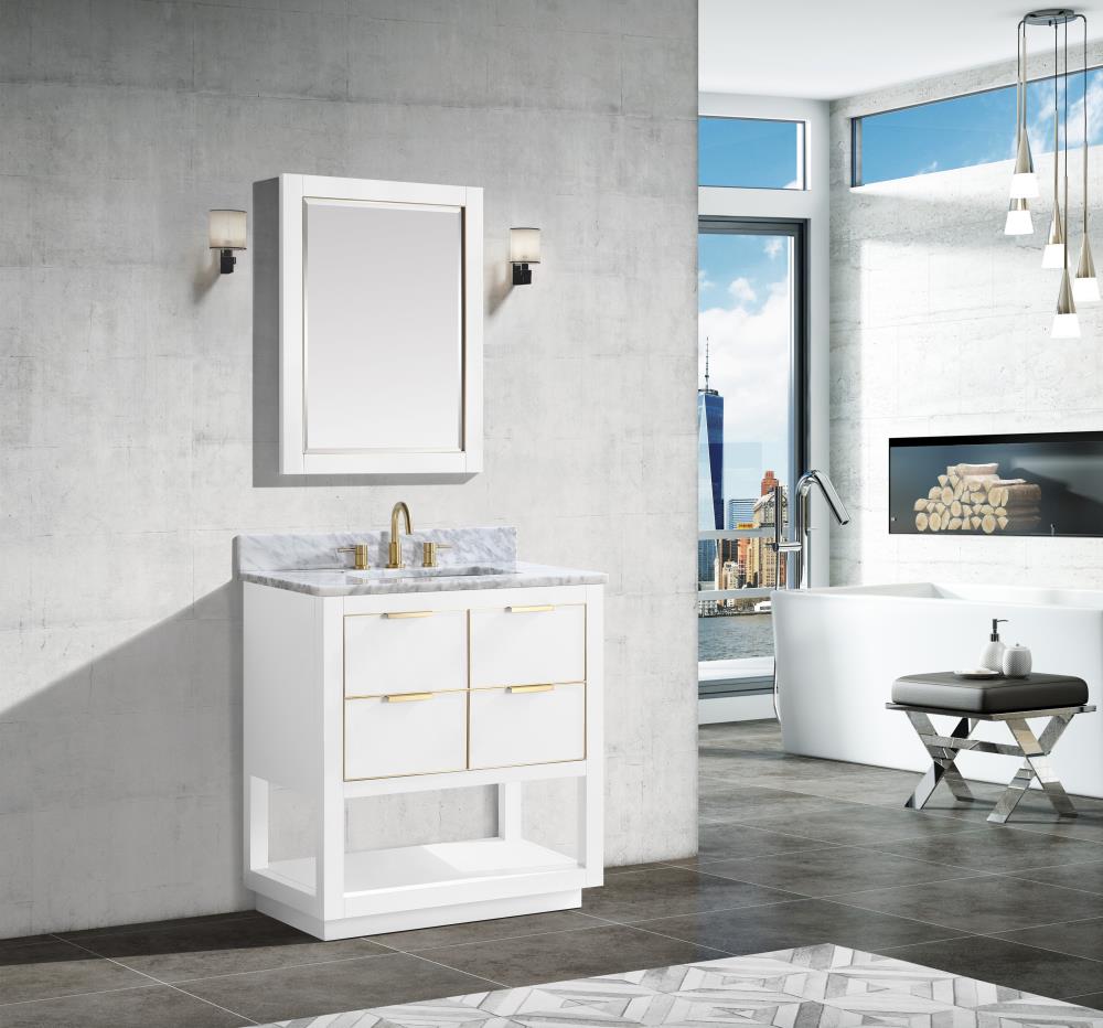 Avanity Allie/Austen 22-in x 28-in Surface Mount White Mirrored Soft Close Medicine Cabinet