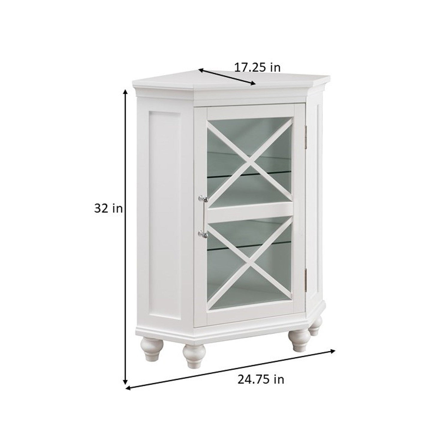 Teamson Home Blue 24.75-in x 32-in x 17.5-in White Freestanding Corner Linen Cabinet