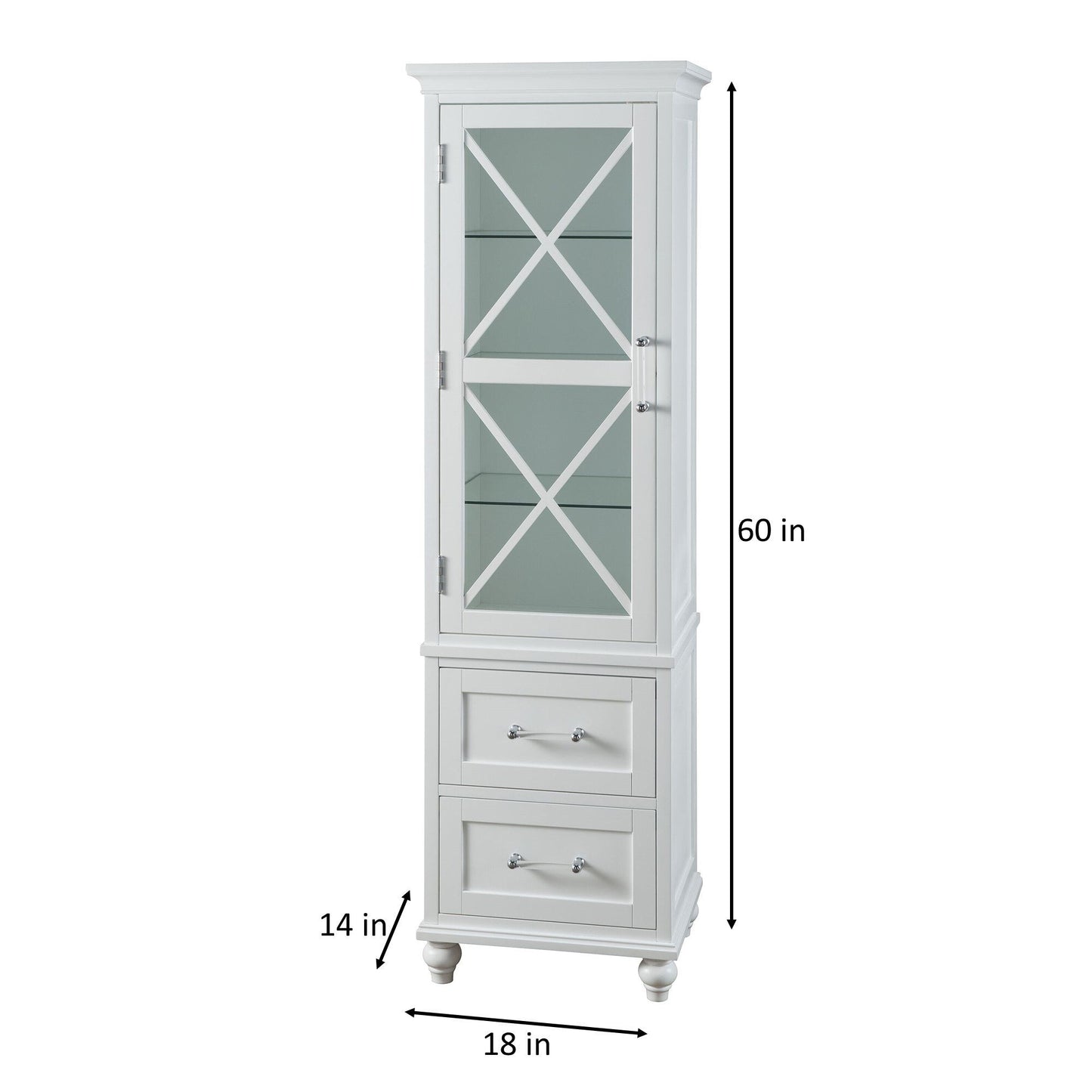 Teamson Home Blue 18-in x 60-in x 14-in White Freestanding Linen Cabinet