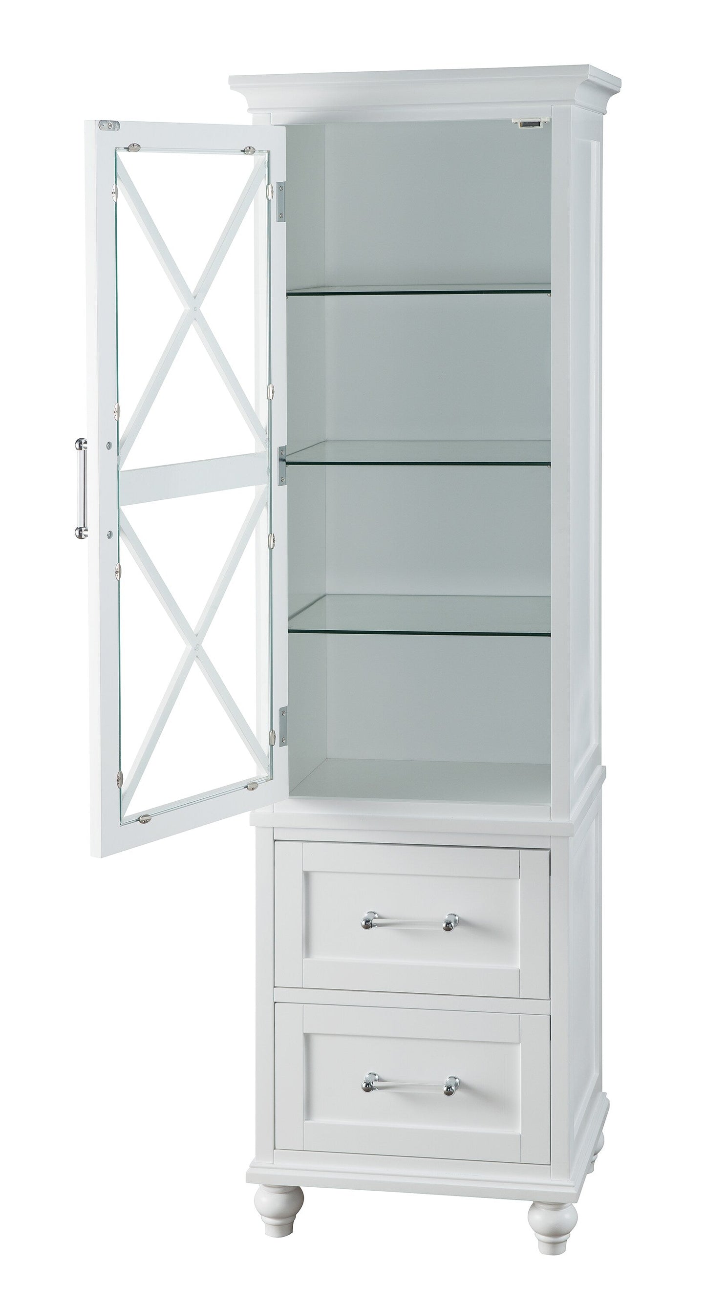 Teamson Home Blue 18-in x 60-in x 14-in White Freestanding Linen Cabinet