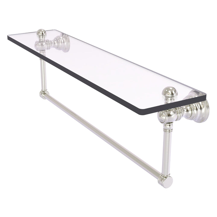 Allied Brass Carolina Satin Nickel 22-in Wall-Mount Bathroom Shelf with Integrated Towel Bar