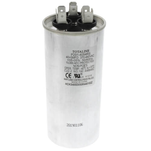 Heil Quaker (ICP) 1172120 capacitor - front view (Product Type: Capacitor; Voltage: 440v)