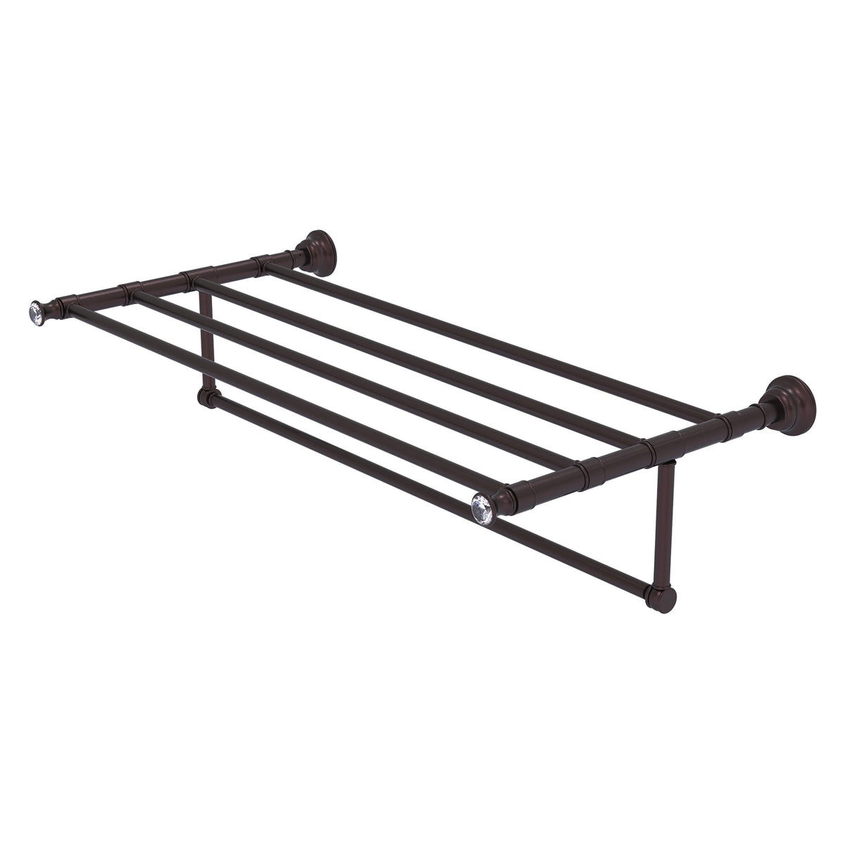 Allied Brass Carolina Crystal Collection 36-in Towel Shelf with Integrated Towel Bar in Antique Bronze