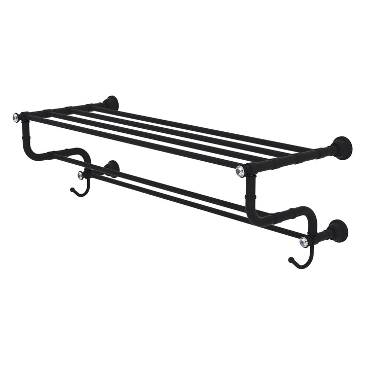 Allied Brass Carolina Crystal Collection 36-in Towel Shelf with Double Towel Bar in Matte Black