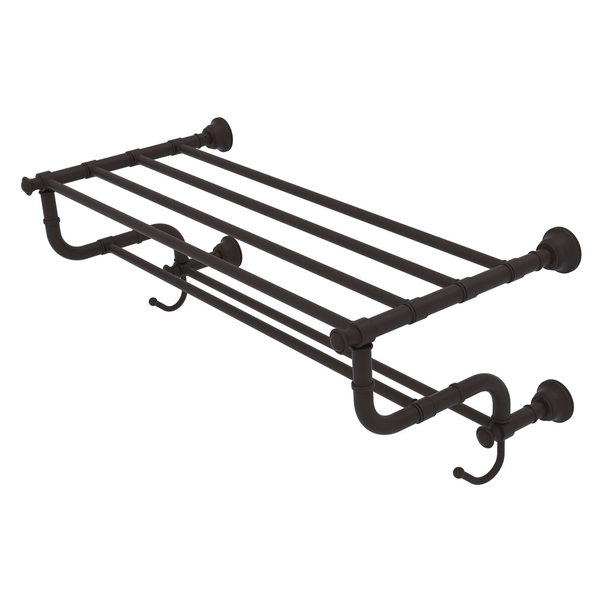 Allied Brass Carolina Collection 24-in Towel Shelf with Double Towel Bar in Oil Rubbed Bronze