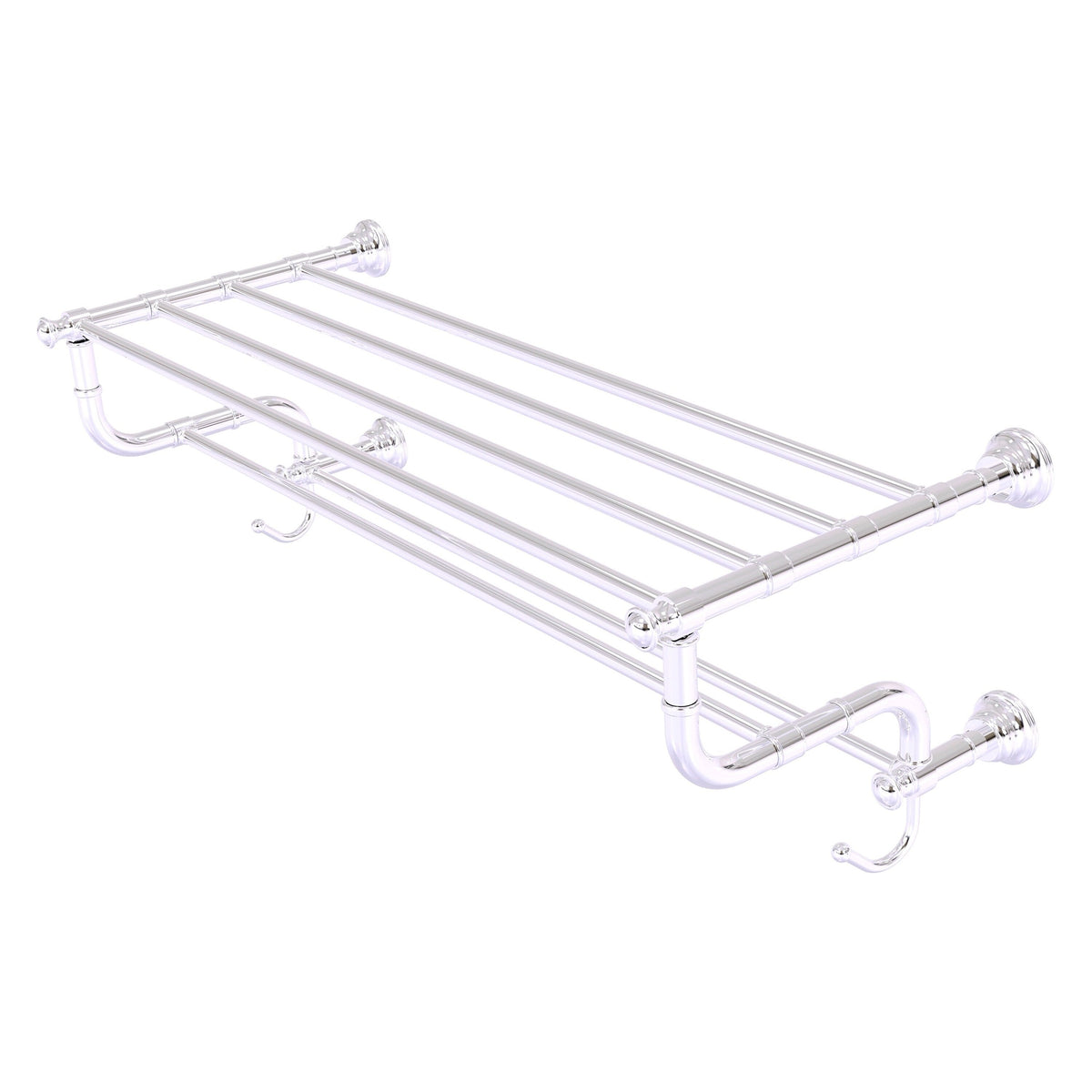 Allied Brass Carolina Collection 30-in Towel Shelf with Double Towel Bar in Polished Chrome