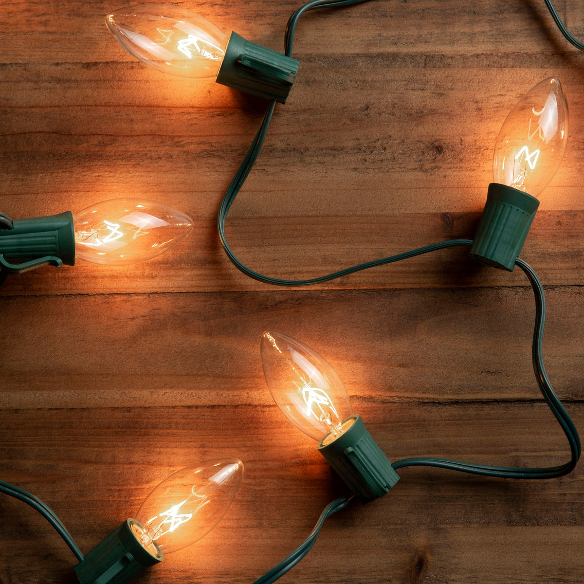 GE String-A-Long 25-Count 16-ft Clear C9 Incandescent Plug-In Christmas String Lights, Green Wire