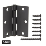 3-1/2 in. Matte Black Square Corner Smooth Action Hinge (3-Pack)