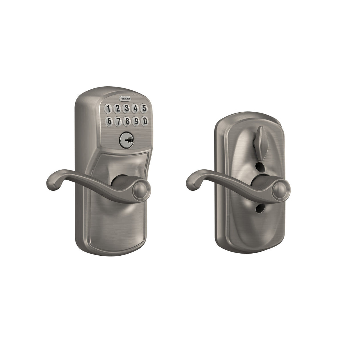 Schlage Plymouth Aged Bronze Keypad Lever with Flair Lever, Flex-Lock Electronic Door Lock