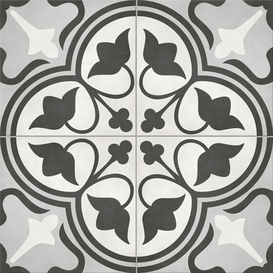 Satori Nouveau Flora Deco 8-in x 8-in Matte Porcelain Encaustic Floor and Wall Tile (0.43-sq. ft/ Piece)