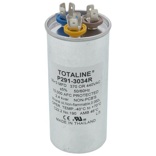 Heil Quaker (ICP) 1186260 capacitor - front view (Product Type: Capacitor; Voltage: 370/440v)