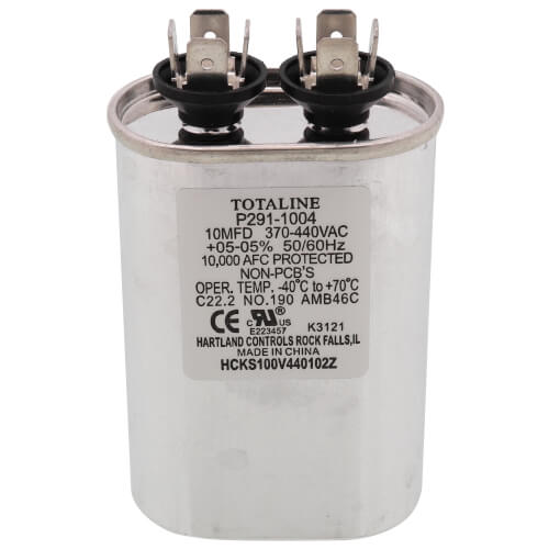 Heil Quaker (ICP) 1186823 capacitor - front view (Product Type: Capacitor; Voltage: 370/440v)