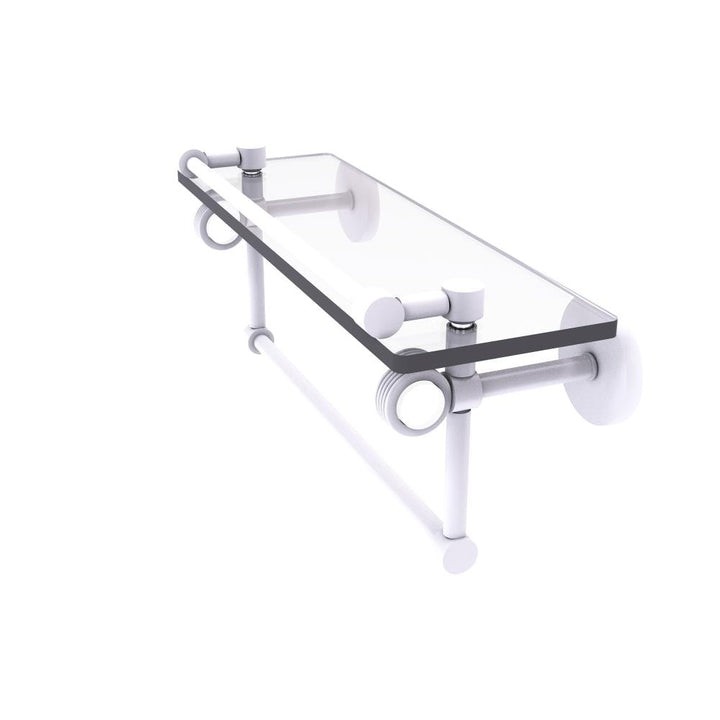 Allied Brass Clearview Matte White 16 x 6.7 x 5 in. 1-Tier Wall-Mount Bathroom Shelf with Towel Bar