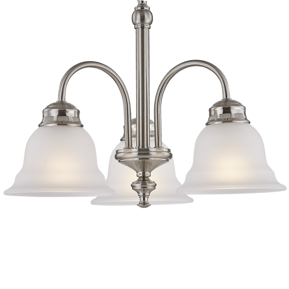 Project Source Fallsbrook 3-Light Brushed Nickel Traditional Chandelier with Etched Glass