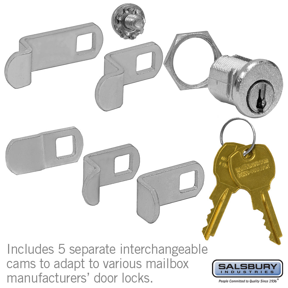 Universal Locks for 4B+ Mailbox Doors - 5 Pack with 2 Keys Each