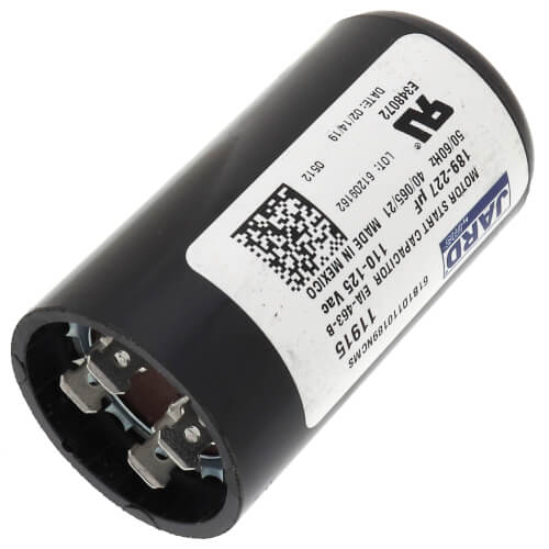 Jard 11915 capacitor - detail view (Voltage: 110/125V; MFD: 189-227)