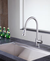 ANZZI Tycho Brushed Nickel 1-Handle Deck-Mount Pull-Out Kitchen Faucet, 15.75-in Height
