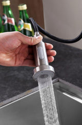 ANZZI Tycho Brushed Nickel 1-Handle Deck-Mount Pull-Out Kitchen Faucet, 15.75-in Height