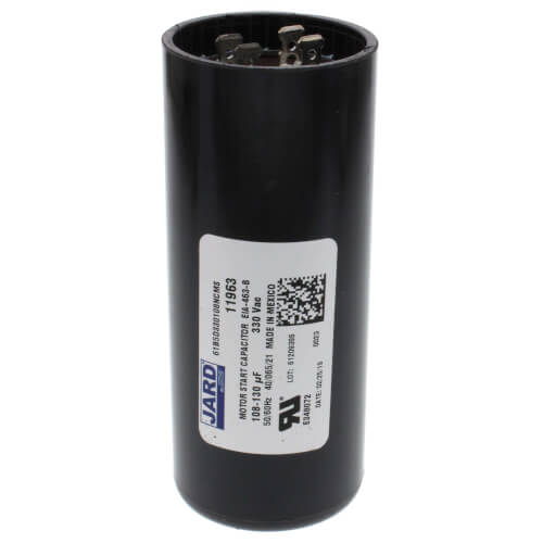 Jard 11963 capacitor - front view (Voltage: 330v; MFD: 108-130)