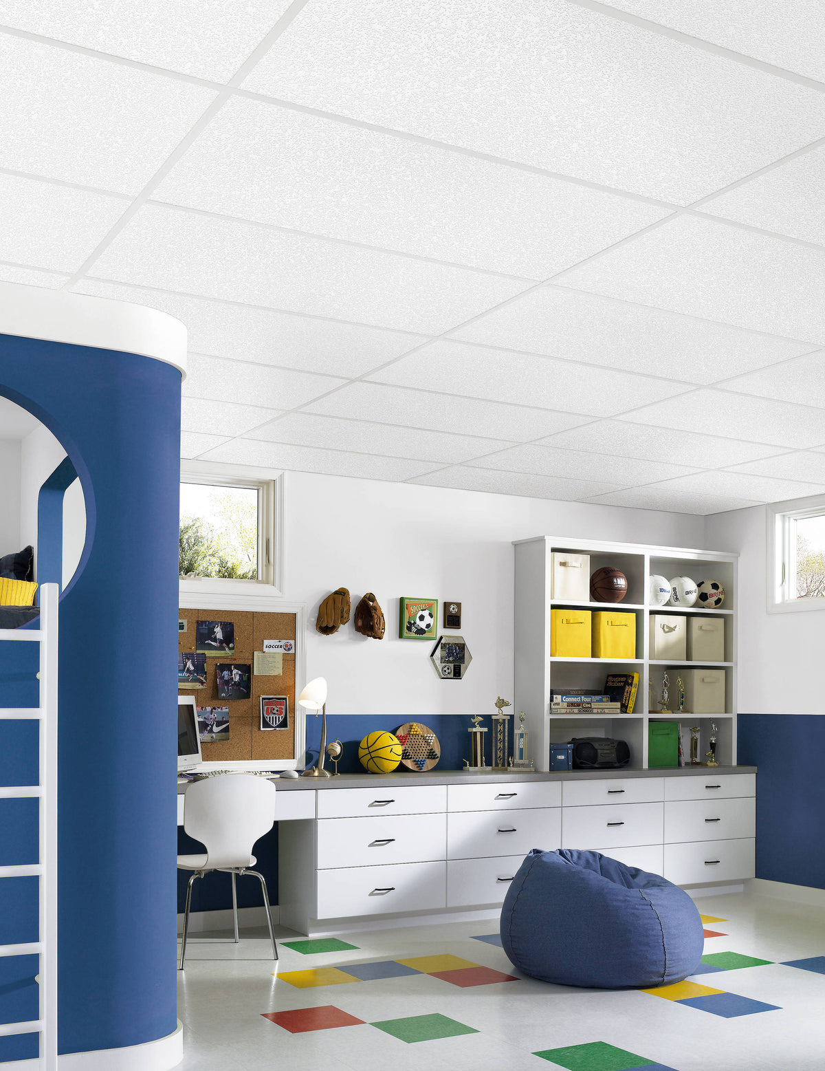 Armstrong Ceilings 48-in x 24-in Random Fissured Fiberglass Contractor Ceiling Tiles, White Textured, 15/16-in Drop Grid, 4-Pack